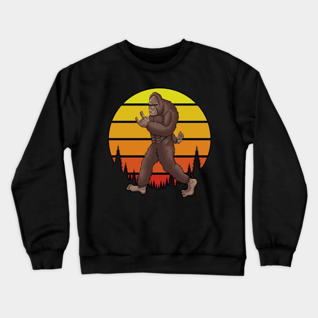 Bigfoot Retro Sunset Crewneck Sweatshirt by puffstuff